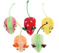 Alasum 5pcs Plush Catnip Fruit Mice Soft Cartoon Mouse Shape Kitten for Indoor Cats Strawberry Watermelon Kiwi Orange Citrus Set
