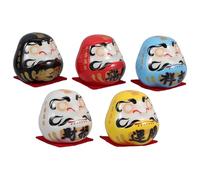 Alasum 5pcs Small Ceramic Bodhidharma Figurines Japanese Style Traditional Dharma Sculptures Symbol of Good Luck Versatile Placement for Table Decoration and Weddings