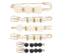 Alasum 6Pcs Brooch Safety Pin Clothes Safety Brooch Pearl Stainless Steel Decorative Multi-Function Fix Clothes Elastic Waist Classic Elegant Temperament for Women Party