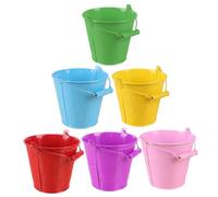 Alasum 6pcs Candy Color Tinplate Sand Buckets Beach Set for Outdoor Play Sandpit and Seaside Fun Random Color