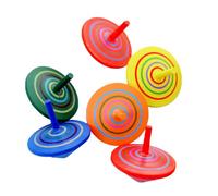 Alasum 6Pcs Colorful Wooden Spinning Tops for Kids - Educational Timber Toys, Assorted Colors, 1.77 X 1.57 Inches, Fun Gyroscope Toy for Children, Family Gatherings, and Parties