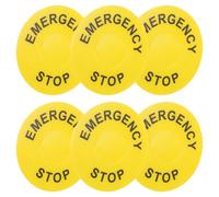 Alasum 6Pcs Emergency Stop Label Stop Signs Self Adhesive Warning Label Yellow PVC High Visibility Wear Resistant for Electronic Devices and Mechanical Equipment