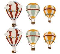 Alasum 6pcs Hand Painted Wooden Hot Air Balloon Wall Decals for Room and Hallway, Easy Installation Rustic Boho Style Nursery Decor to Spark Creativity