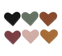Alasum 6pcs Heart-Shaped Leather Bookmarks Lightweight and Hand-Stitched Rustic Page Markers, Mini Leather Page Corner Protectors for School and Home Use
