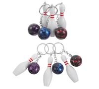 Alasum 6pcs Mini Bowling Pin Keychains Sports Theme Purse Bag Charms Bulk Set in Blue Purple Red and Party Favors