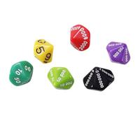 Alasum 6pcs Multi-sided Plastic Board Game Dice Set Numbered Place Value (individual, Hundreds, Thousands, Ten Thousands, Hundred Thousands) for Party Games and Rpg Gaming Random Color