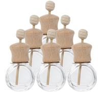 Alasum 6pcs Reusable Glass Perfume Diffuser Bottles with Wooden Clips for Car Air Conditioner, 10ml Portable Aroma Diffuser for Daily Use, Easy to Carry for Essential Oils