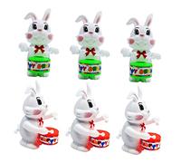 Alasum 6Pcs Wind-up Drumming Rabbit Toys Plastic Doll Decor for Boy Girl Party Favor for Birthdays and Home Play Cute Rabbit Ornaments to Engage Boy Girl