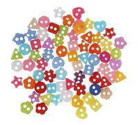 Alasum 70pcs Mini Plastic Sewing Buttons with 2 Holes, Wear-Resistant and Easy to Sew, Heart, and Flower Shapes for Garment, Dolls Clothing, and Holiday Present Craft Projects