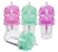 Alasum 7pcs Refillable Lip Balm Containers with Plastic Tubes, Creative Cute Lip Gloss Tubes for Travel and Business Trips, Easy to See Remaining Volume Random Color