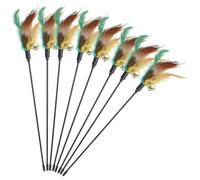 Alasum 8pcs Cat Interactive Teaser for Indoor Cats, Plastic Feather Wand with Bell, Promotes Flipping, Jumping and Chasing for Kitten Enrichment and Play at Home