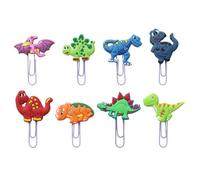 Alasum 8pcs Dinosaur Shaped Cartoon Paper Clips Made of Lightweight PVC Assorted Colours, Creative and Lovely Design for Office and Home Use to Mark Notes and Scrapbooks Random Color