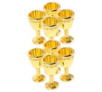 Alasum 8pcs Miniature Alloy Dollhouse Wine Goblets Set, Vintage Embossed Golden Mini Cups for Dollhouse Kitchen and Dining Room Accessories