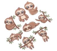 Alasum 8pcs Sloth Applique Iron-on Cloth Patches for Hat and Garment, Wear-Resistant Clothes Accessory, for Reinforce and Mend, Assorted Colour Cute Cartoon Design