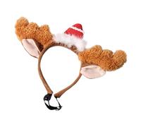 Alasum Adjustable Brown Reindeer Antlers Dog Head Band for Cats and Dogs, Short Plush Pet Accessories Adding Christmas Festival Atmosphere for Party and New Year