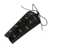 Alasum Adjustable Pu Leather Archery Arm Guard Forearm Protector with Cord for Target Shooting and Hunting Practice, Black Bow Armguard Protective Gear for Adults and Youth