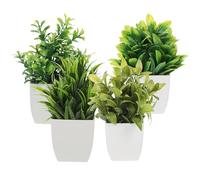 Alasum Artificial Potted Plants Set Easy to Clean and No Daily Maintenance with Plastic Material 4pcs Fake Plant Ornaments for Room Decor or Office Desk Decoration