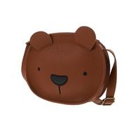 Alasum Bear Crossbody Bag Single Shoulder Pu Material with Zipper Closure Stylish Cartoon Bear Shape for Walking and Working Orange Colour