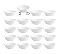Alasum Biodegradable Disposable Pet Feeding Bowls 20pcs with Black Stand, Paper Cat and Dog Food Water Bowls for Travel and Outdoor Use