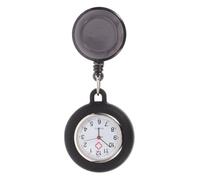 Alasum Black Nurse Clip on Watch with Badge Reel, Lightweight Quartz Pocket Watch with Accurate Time Keeping, Silicone and Alloy Material, for Professionals and Students in Clinical