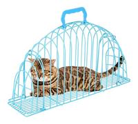 Alasum Breathable Pet Showering Cage for Cats Small Size with Handle Encrypted Iron Mesh Cat Bathing Cage under 4 Lbs and Washing Accessory