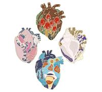 Alasum Brooch Pins with Vibrant and Playful Assorted Color Heart Alloy Material 4pcs Design Clothing Brooch Pin Backpack for Showing off Personality