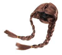 Alasum Brown Pet Wig for Dogs and Cats with Adjustable Elastic Chin Strap, Nylon Fiber Material, Easy to Put and Take, for Christmas and Theme Parties