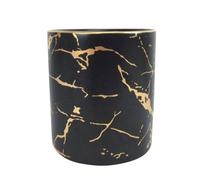 Alasum Ceramic Cosmetic Storage Cup Pen Holder with Marble Pattern, Lightweight and Elegant Black Nordic Style Desktop Organiser for Desk Organising Makeup Brushes