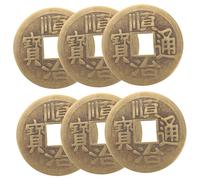 Alasum Chinese Ancient Brass Coins Feng Shui Divination Pendants 6Pcs DIY Craft Accessories for Luck and Fortune
