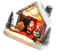 Alasum Christmas Mini House Resin Decor with Smooth Surface and No Burrs, Classic Delicate Luminous Ornament for Shop Bar Decoration and Xmas Party Favor, Christmas Village Collectible