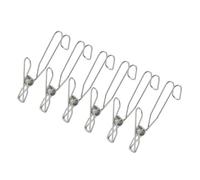 Alasum Clothing Clips Clothes Pins with Strong Clamps Stainless Steel 6pcs and Non- Hooks, Sturdy and Sturdy Silver Finish for Household and Party at Home Use