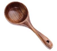 Alasum Convenient Wooden Ladle Water Scoop Wooden Water Scoop Multi-Function Spoon with Holes Time-Saving Practical Unique Design Excellent Craftsmanship for Home Canteen