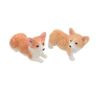 Alasum Corgi Car and Design for Compact with Desk Office Dashboard 2pcs Mini Resin Dog Figurines Vivid Animal Sculptures Decoration Decor Cute Themed