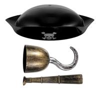 Alasum Costume Prop with Kit Skull Cosplay Hook Pirate and Eye Patch Easy to Wear and Practical Or Birthday Party