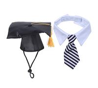 Alasum Creative Dog Graduation Hat Set with Soft Black Cloth Trencher Cap and Tie, Gentle on Pets Skin, for Graduation Party and Photo Props