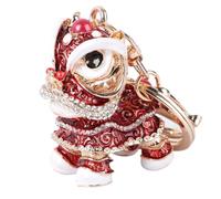 Alasum Creative Lion Dancing Keychain with Shiny Crystals Metal Pendant Key Ring for Birthday and Daily Style Accessories