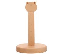 Alasum Creative Wooden Frog Head Paper Towel Holder with Non-slip Bottom and Storage Organizer, Standing Kitchen Roll Holder for Desktop Use, Cute and Unique Design