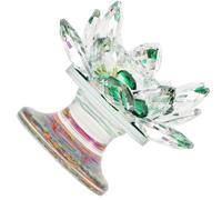 Alasum Crystal Lotus Candle Holder Tea Light Stand in Light Green, Vintage Creative Design Made of Sturdy Crystal for Altars and Lamaism Candle Ceremonies, Living Decoration and Lasting