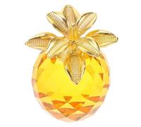 Alasum Crystal Pineapple Ornament with Gold Leaf, 40mm Yellow Fruit Figurine for Home Office Desktop, Modern Wedding Centerpiece and Garden Micro Landscaping Decor