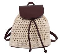 Alasum Daypack Woven Polyester for Pu Large Capacity Travel Casual Brown Backpack with Hollow Knit Design Elegant Boho Style Multifunctional Backpack Purse Women’s and Commuting