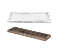 Alasum Decorative Trays Organizer and Centerpiece Solution Rectangular 2pcs Rustic Farmhouse Wooden 17 Inch for Wedding Centerpiece or Dining Table