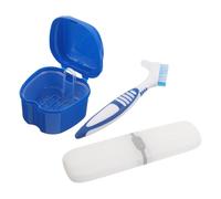 Alasum Denture Brush with Case Portable Travel Toothbrush Case Set Soft Bristles Plastic Material Travel Convenience for Vacations and Business Trips Suitable for Younger Users