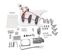 Alasum DIY Electric Guitar Kit Bridge System White St Style with 3 Single-coil Pickups and 6 Strings, Plastic and Metal Build, No Soldering Required, Includes Pickguard and Accessories
