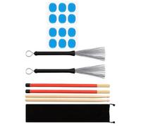 Alasum Drum Brush Set with Metal Frame Bamboo Handle 5a Drumsticks and Wire Brushes Includes Drum Dampeners Velvet Carry Bag for Adult