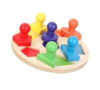 Alasum Educational Wooden Shape Matching for Colorful Geometric Rounded Plate Early Education Intelligence Development Game Non-toxic Material Suitable for Preschool Cognitive Learning