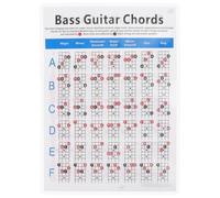 Alasum Electric Bass Chord Practice Chart for Beginners, 4-string Bass Guitar Finger Guide Poster, Music Classroom Wall Chart for Learning and Reference