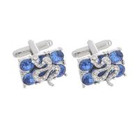 Alasum Elegant Men Cufflinks Rhinestone Alloy Shirt Sleeve Buckle Comfortable to Touch Practical for Formal Occasions and Business Meetings Blue Classic Design