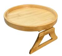 Alasum Foldable Beige Wooden Sofa Armrest Tray with Cup Holder, Space-saving Synthetic Material Couch Clip Table for Snacks and Drinks