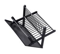 Alasum Folding Dish Drainer Rack Compact Stainless Steel with Black Drip Tray for Kitchen Countertop and Small Spaces