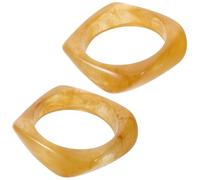 Alasum Geometric Irregular Resin Bracelets Versatile Retro Style 2pcs with Handmade Swirl Marble Pattern, Chunky Wide Yellow Bangles for Women for Summer Beach Parties